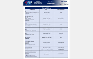 Calendrier compétitif 2025/2026