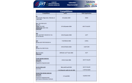 Calendrier compétitif 2025/2026